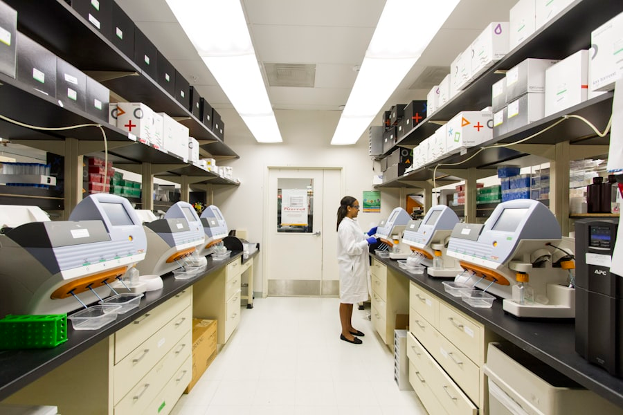 Scientist working with diagnostic samples in a laboratory